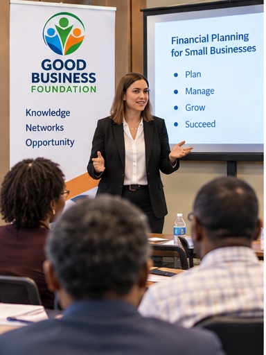 Entrepreneurs attending a business training classroom session